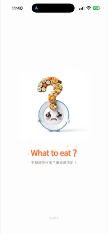 What to eat 啟動畫面，美食問號圖示